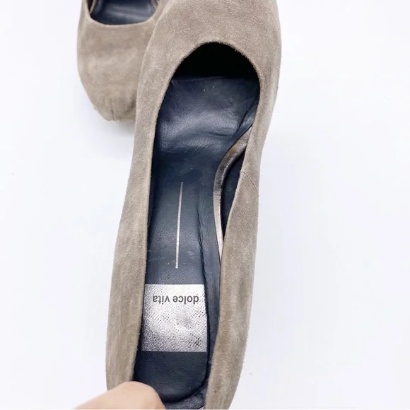 Dolce Vita-Dark Taupe Suede Studded wood heel 9 - Picture 6 of 9